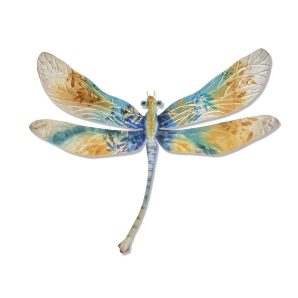 Eangee Home Design Dragonfly Wall Decor, Aqua Gold & Pearl m4002